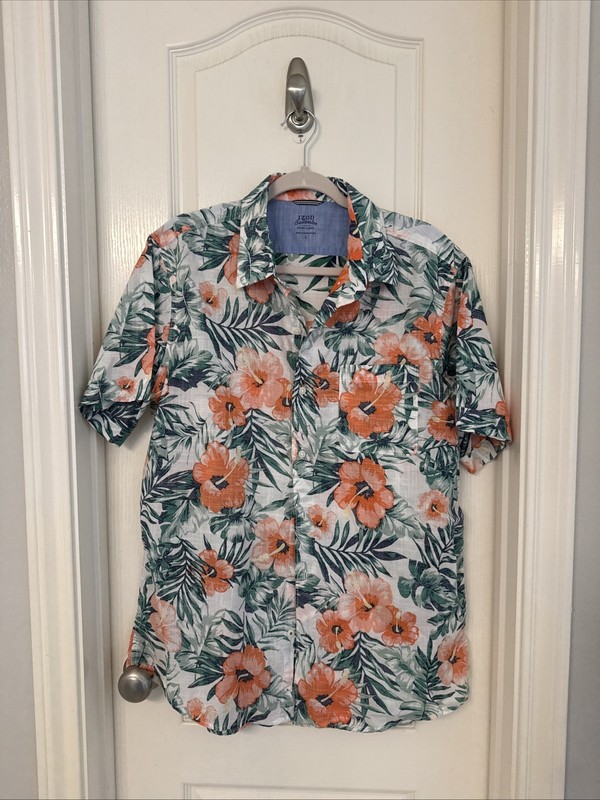 IZOD Saltwater Hawaiian Shirt Button Up Floral Relaxed Classics Men’s L