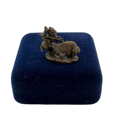 Goebel Olszewski Dollhouse Miniature The Plainsman Bronze Figure Indian Buffalo