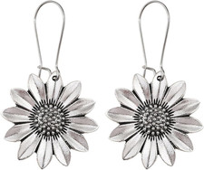 Boho Sunflower Daisy Dangle Earrings for Women Silver Sunflower Earrings Hypoall
