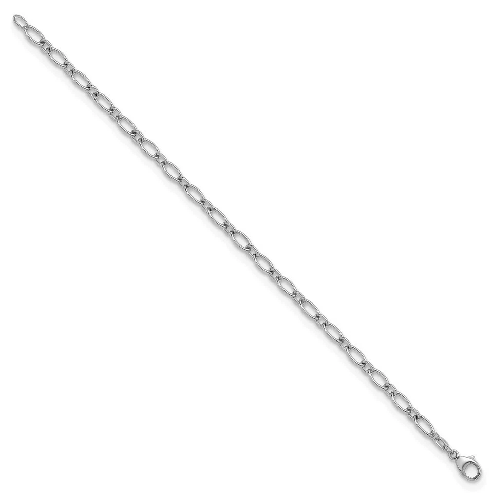 Sterling Silver Rhodium-plated Polished 4.9mm Oval Link 7.5 Inch Chain Bracelet - Image 2 of 4