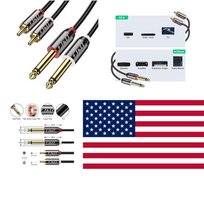Durable 1/4 to RCA Audio Interconnect Cable - 3 Feet for Home Systems