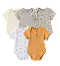 5 Pcs/Lot Four Seasons Fashion Cartoon Short Sleeve Baby Boy Girl Bodysuits A