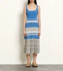 Sandro Women's Blue Knitted Midi Striped Skirt Size 34 FR 6 UK 2 US SFPJU00337