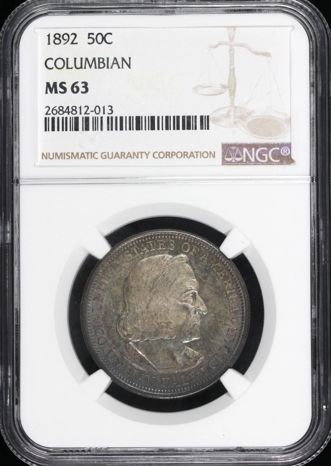 1892 50c Columbian Exposition Silver Commmemorative Half Dollar NGC MS 63 - Image 3 of 4