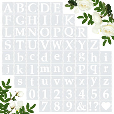 65 Pcs Reusable Painting Stencils Letters Numbers Symbols 4x4 Inch for DIY