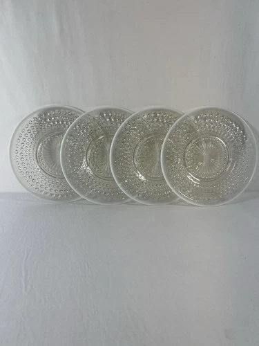 Anchor Hocking Moonstone 8 1/2" Luncheon Salad Plate Set  White Opalescent Vtg