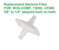 Suction Bacteria Filter 3/8" to 1/2" barbs for ROS-COMP, 7305D, Suction machine