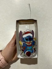 Disney Stitch Glass Tumbler With Bamboo Lid And Glass Straw 16 Oz Holiday NWT
