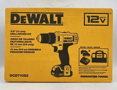 DEWALT DCD710S2 CORDLESS DRILL 12V BRAND NEW WITH BATTERIES, BAG (CP2016352)