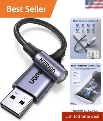 UGREEN USB to 3.5Mm Jack Audio Adapter Sound Card Support Mic TRRS Headphone DAC