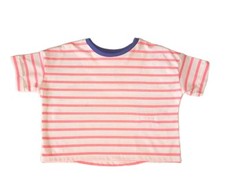 Girls/Boys Age 3-4 Years T-Shirt M&S Adaptive Clothing Breton Stripe Pink White