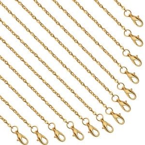 Authentic 24 Pack Necklace Chains Bulk,Gold Plated DIY Cable Link Chains for Jewelry Ma...