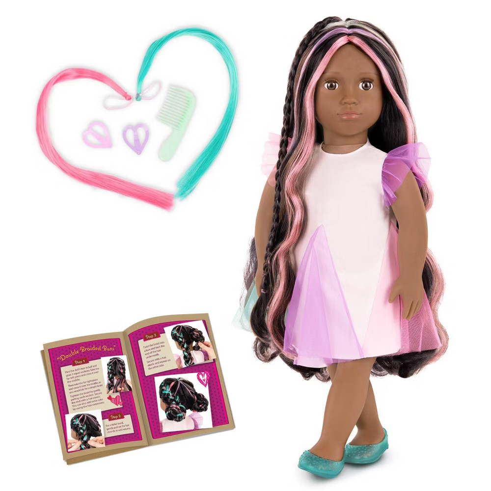 Our Generation Tasha 18" Rainbow Hair Grow Doll with Hair Clips and