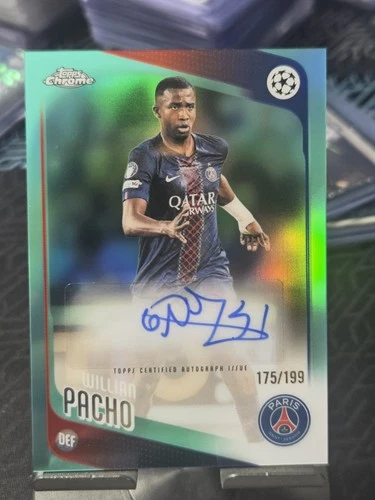 2025-26 Topps Chrome UEFA #CA-WP Willian Pacho Autograph Aqua Refractor 175/199