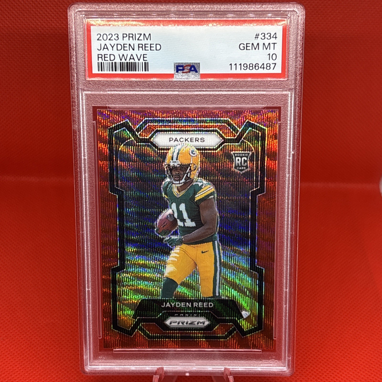 2023 Prizm Jayden Reed #334 Red Wave /149 PSA 10 RC Rookie Card Packers