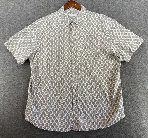 Old Navy Shirt Mens XL White Gray Circle Geometric Print Short Sleeve Button Up - Picture 3 of 9