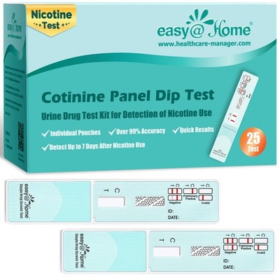 Easy@Home 25 Pack Nicotine Urine Test Strips Kit, 25 Count (Pack of 1)
