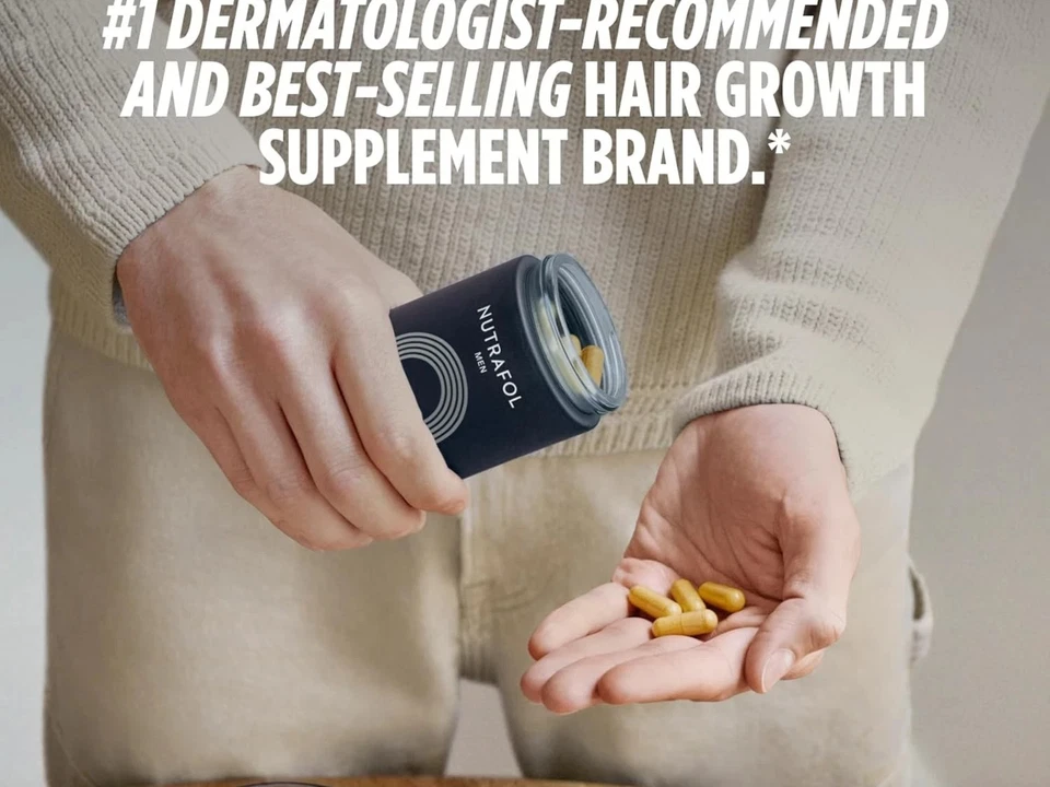 Suplemento para el crecimiento del cabello de hombre en botella de vidrio | 240 cápsulas | Pack de 2 Foto 2 de 4