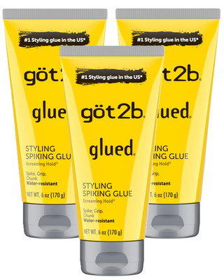got2b Glued Styling Spiking Hair Gel, Water-Resistant, Bold, , 6 oz (3 Pack)