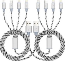 2Pack Multi Charging Cable 3.5A, 10Ft 4 in 1 Long Multiple Fast Charger Cable
