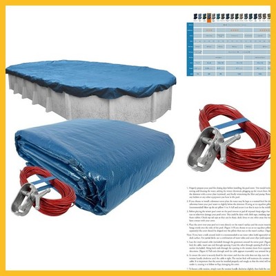 Robelle 12 x 18 ft Heavy Duty Blue Winter Oval Pool Cover for Above Ground Pools