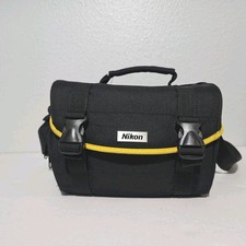 Nikon Camera Bag Adjustable Shoulder Strap Black Yellow Trim