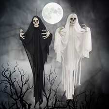 Halloween Large Black Or White Scary Hanging Ghost