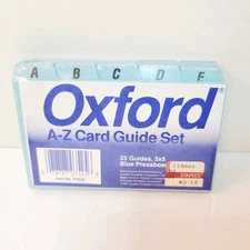 Vtg Oxford A-Z Blue Professional Card Guides Index Card Dividers 3 x 5