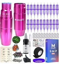 Mast Tour Tattoo Pen Kit Battery Power Supply Gun Tattoo Machine 40Pcs Needles