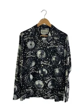 WACKO MARIA Long Sleeve Shirt M Rayon BLK All over pattern