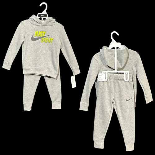 Nike Little Boys Fleece Pullover Hoodie & Joggers Outfit Set Size 4 Gray-Green
