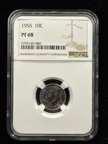 1955 10C Proof Roosevelt Dime NGC PF68 Item#180