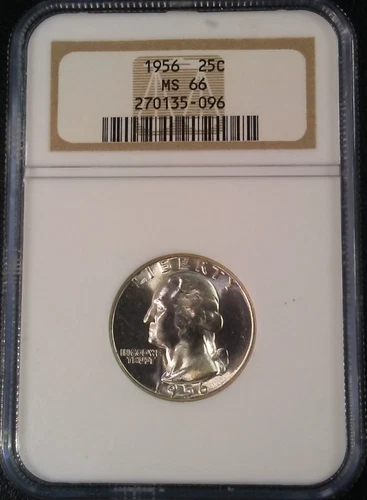 1956 WASHINGTON 25c QUARTER NGC MS66