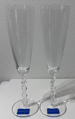 Oneida Schott Millennial Champagne Flutes 2000 Stem Y2K Celebratory Glasses Pair