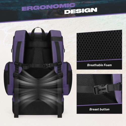 Schwimmrucksack, 35L Badetasche mit separatem Schuhfach, Schwimmausrüstungstasche... - Bild 6 von 8