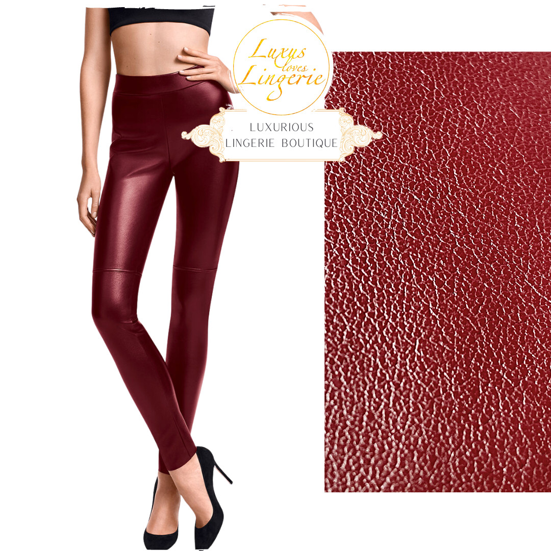 Estella Leggings by Wolford 34 XS Merlot Bordeaux Faux Leather Shiny Pants