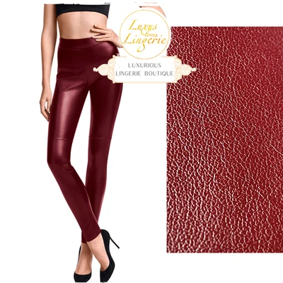 ESTELLA LEGGINGS by Wolford 34 XS merlot bordeaux Lederimitat Hose Glänzend - Bild 1 von 2