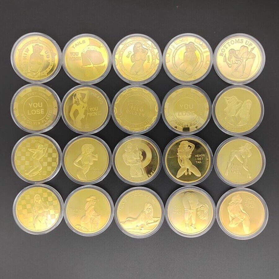 10pc Heads I get Tail Tails I get Head Challenge Coins Lucky Gifts Gold Plate