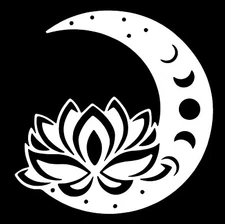 Lotus Flower Celestial Moon Two 5" Vinyl Decal Car Window Laptop Tablet Notebook