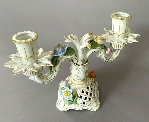 Antique Dresden Double Arm Candle Holder - Picture 5 of 11