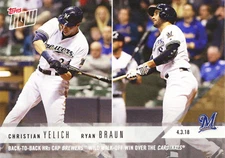 Christian Yelich Ryan Braun Milwaukee Brewers 2018 Topps NOW 33 ONLY 377 Printed