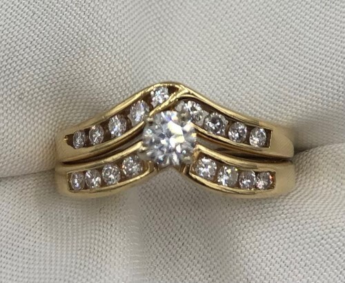 14Ct Yellow gold Diamond ring Set Sz L - Picture 5 of 6
