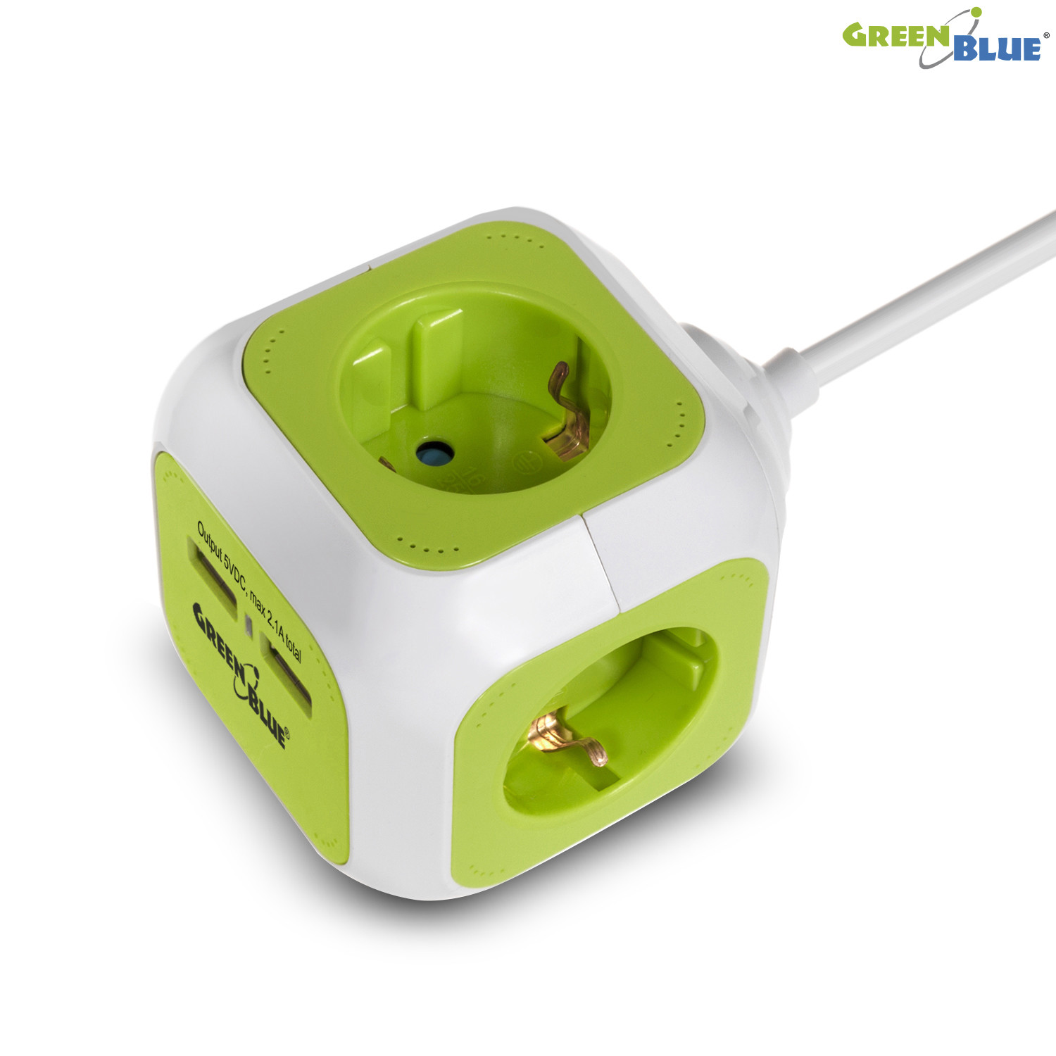 Prise quadruple MagicCube avec 2 ports USB et cable de 1,4m de style allemand en noir