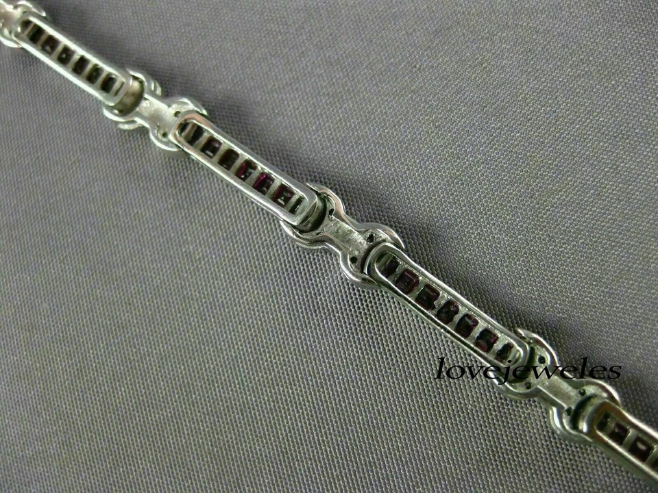 8CT Lab-Created Princess Cut Pink Sapphire Tennis Bracelet 925 Sterling ...
