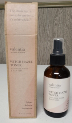 Valentia Witch Hazel Anti-Aging Face Toner w/ Rose Water & Aloe Vera 4oz Natural