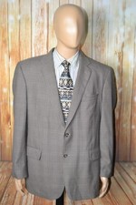 Joseph A Bank Signature Men Brown Check 2 Front Button Sports Coat Sz 44R