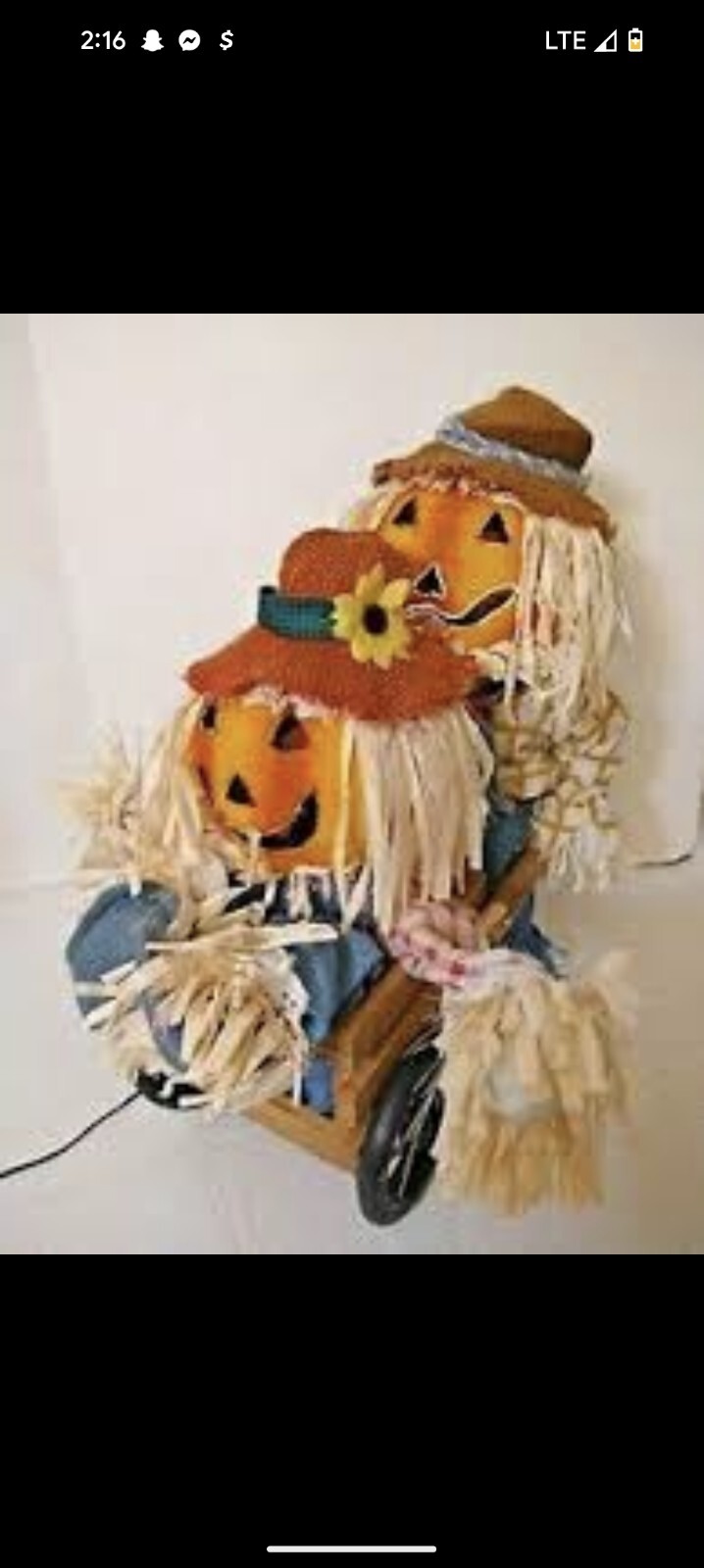 Halloween Gemmy Fiber Optic LightUp Pumpkin Scarecrow Couple Wheelbarrow Works eBay