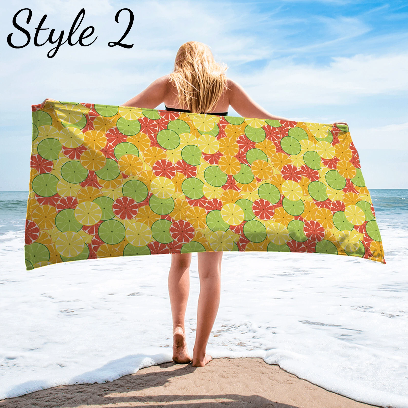 Citrus Fruit Beach Towel #1, Summer Lemon Lime Orange Pool Towel