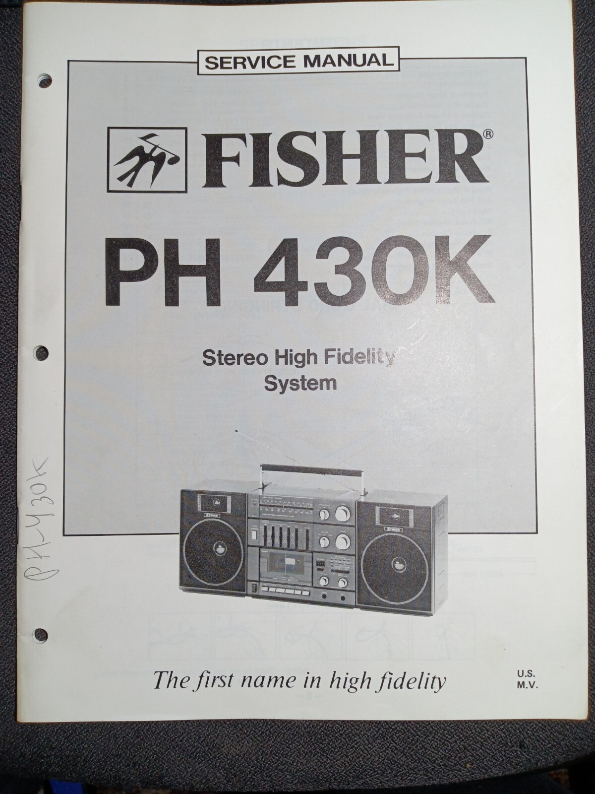Fisher PH-430K Stereo System Service Manual Original High Fidelity