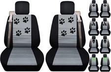 Fits Chevy trailblazer /GMC envoy front car seat cover black-silver w/paw prints
